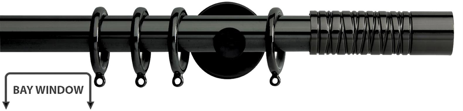Neo Premium 28mm Bay Window Pole Black Nickel Wired Barrel