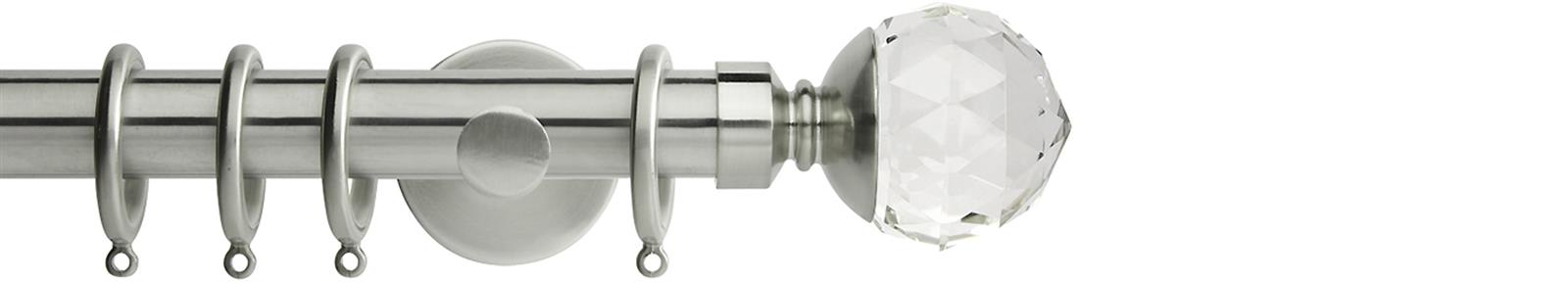 Neo Premium 28mm Pole Stainless Steel Cylinder Clear Faceted Ball