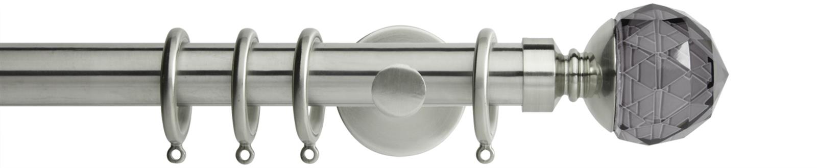 Neo Premium 28mm Pole Stainless Steel Cylinder Smoke Grey Faceted Ball