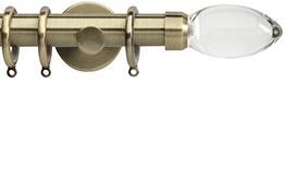 Neo Premium 28mm Pole Spun Brass Cylinder Clear Teardrop