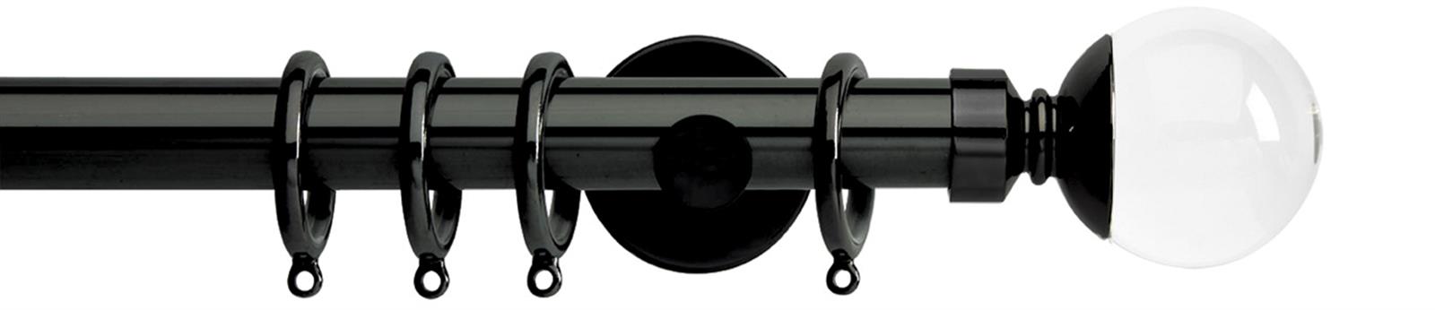 Neo Premium 28mm Pole Black Nickel Cylinder Clear Ball