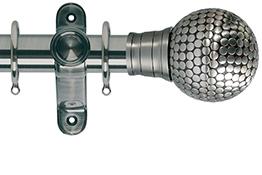 Galleria 35mm Curtain Pole Brushed Silver Large Flat Stud