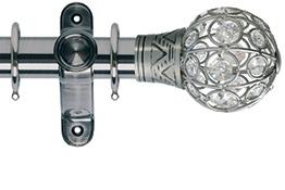Galleria 35mm Curtain Pole Brushed Silver, Jewelled Cage
