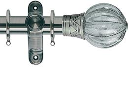 Galleria 35mm Curtain Pole Brushed Silver, Clear Cracked Glass Pumpkin