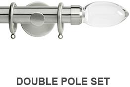 Neo Premium 19/28mm Double Pole Stainless Steel Clear Teardrop