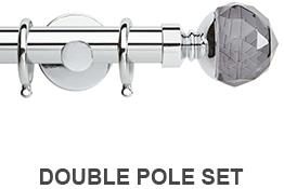 Neo Premium 19/28mm Double Pole Chrome Smoke Grey Faceted Ball