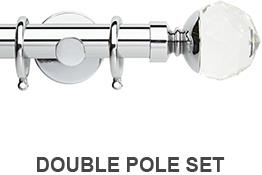 Neo Premium 19/28mm Double Pole Chrome Clear Faceted Ball