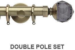 Neo Premium 19/28mm Double Pole Spun Brass Grey Faceted Ball