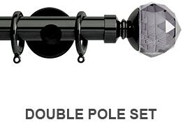 Neo Premium 19/28mm Double Pole Black Nickel Smoke Grey Faceted Ball