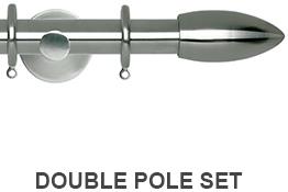 Neo 19/28mm Double Curtain Pole Stainless Steel Bullet