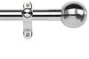 Galleria Metals 35mm Eyelet Curtain Pole Chrome Ribbed Ball