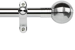 Galleria Metals 35mm Eyelet Curtain Pole Chrome Ribbed Ball
