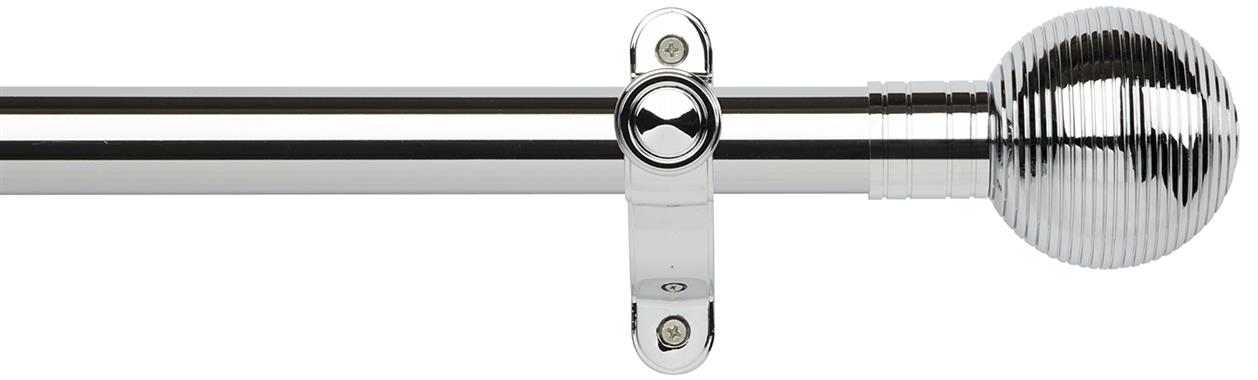 Galleria Metals 35mm Eyelet Curtain Pole in a Chrome finish with Ribbed Ball finials