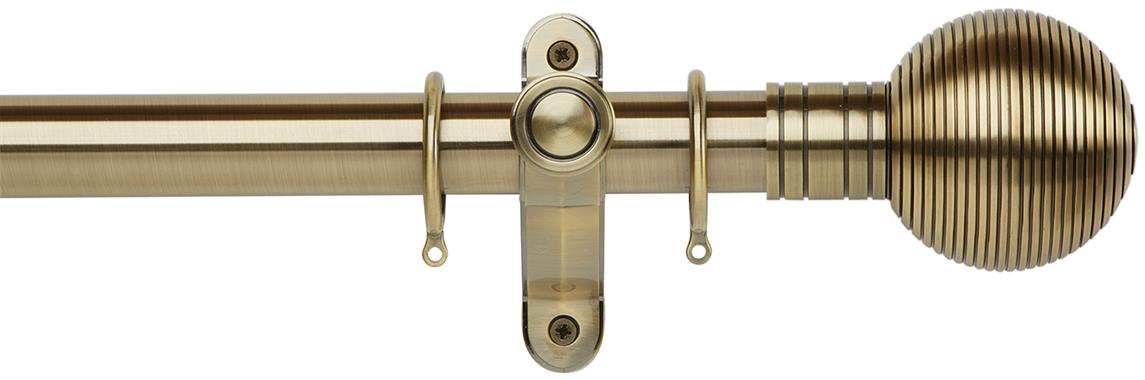 Galleria Metals 50mm Pole Burnished Brass Ribbed Ball