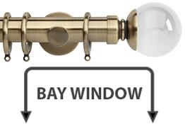 Neo Premium 35mm Bay Window Pole Spun Brass Clear Ball