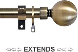 Renaissance 19/16mm Extensis Extendable Curtain Pole Antique Brass, Ball
