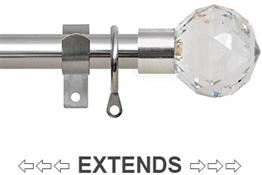 Renaissance 19/16mm Extensis Extendable Curtain Pole Brush Nickel,Crystal Cut Diamond