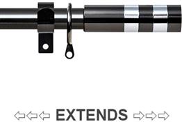 Renaissance 19/16mm Extensis Extendable Curtain Pole Black Nickel, Coloured Cylinder