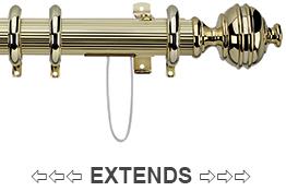 Integra Royal Orb Corded Reeded 38mm Curtain Pole Polished Brass