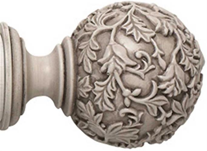 Modern Country 45mm, 55mm Floral Ball Finial, Brushed Ivory