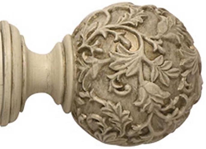 Modern Country 45mm, 55mm Floral Ball Finial, Brushed Cream