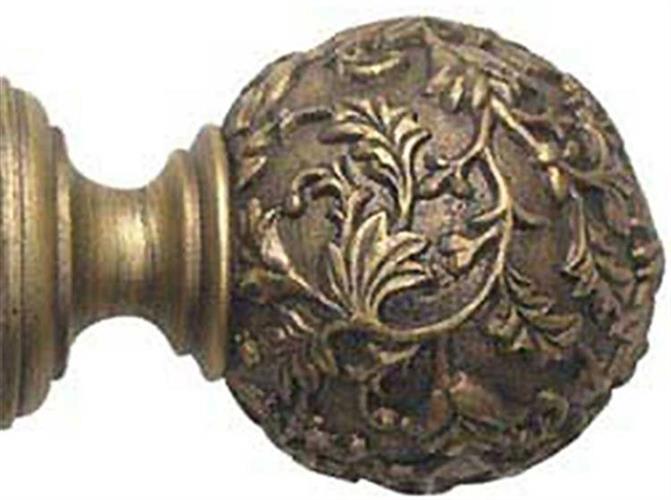 Modern Country 45mm, 55mm Floral Ball Finial, Gold Black
