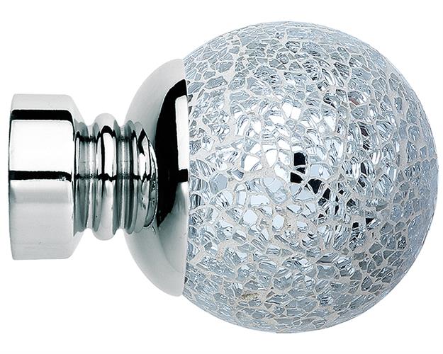 Neo Style 35mm Chrome, Cracked Mosaic Ball Finial