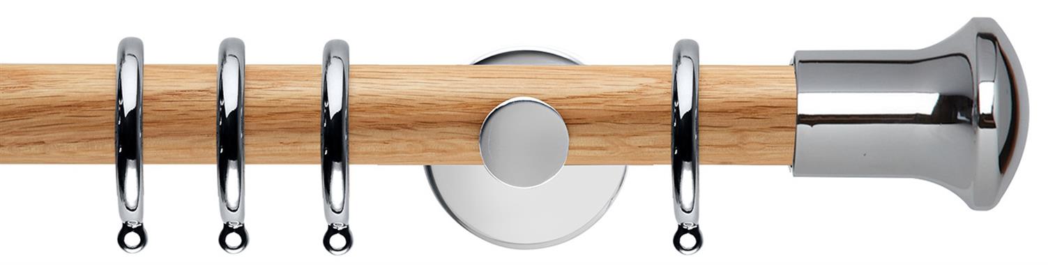 Neo 28mm Oak Wood Pole, Chrome, Trumpet