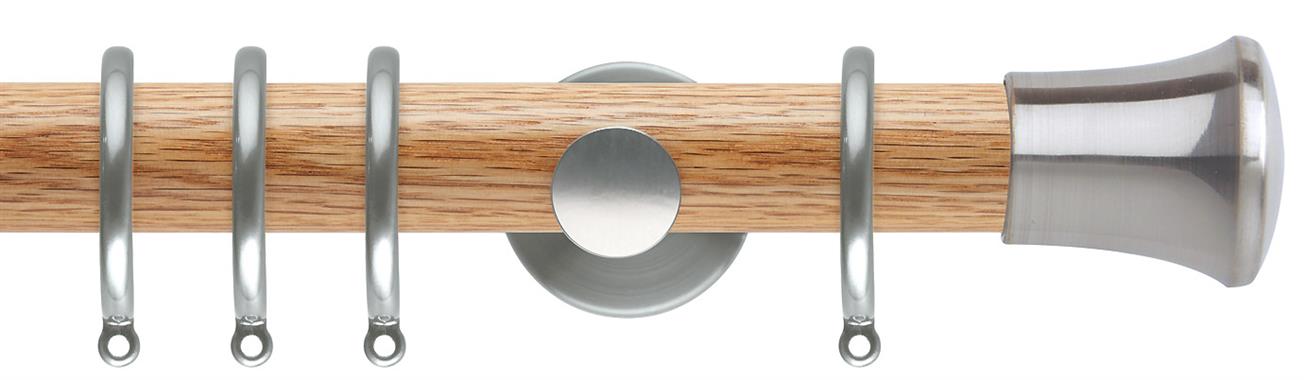 Neo 35mm Oak Wood Pole, Stainless Steel, Trumpet