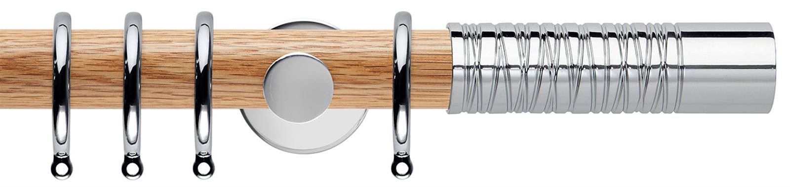 Neo 35mm Oak Wood Pole, Chrome, Wired Barrel