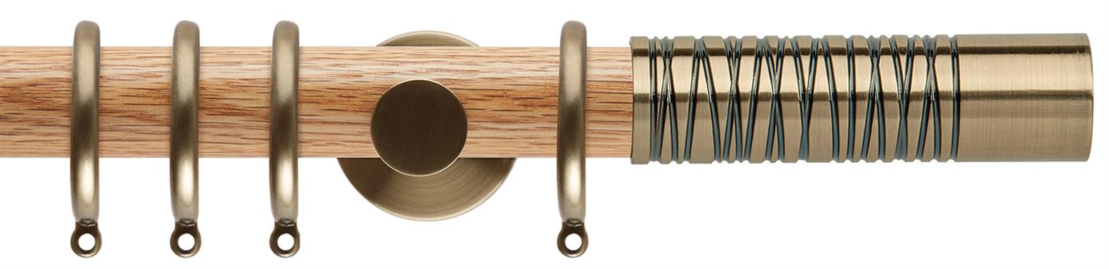 Neo 35mm Oak Wood Pole, Spun Brass, Wired Barrel