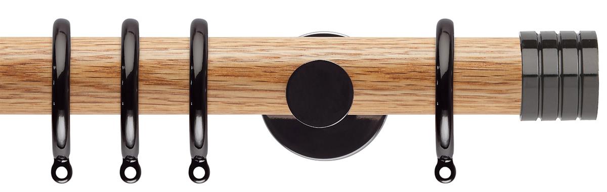 Neo 35mm Oak Wood Pole, Black Nickel, Stud