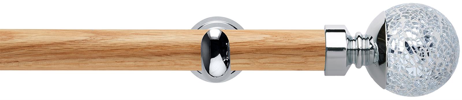 Neo 28mm Oak Wood Eyelet Pole, Chrome Cup, Mosaic Ball