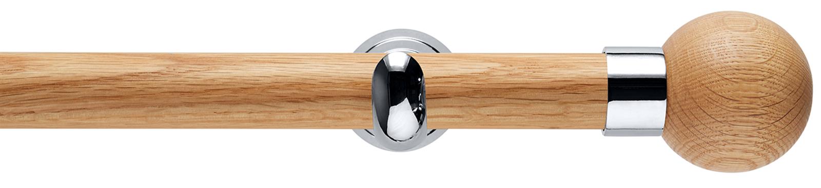 Neo 28mm Oak Wood Eyelet Pole, Chrome Cup, Oak Ball