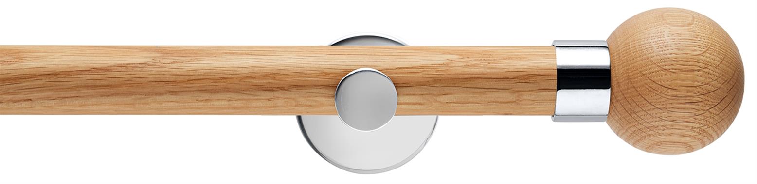 Neo 28mm Oak Wood Eyelet Pole, Chrome, Oak Ball