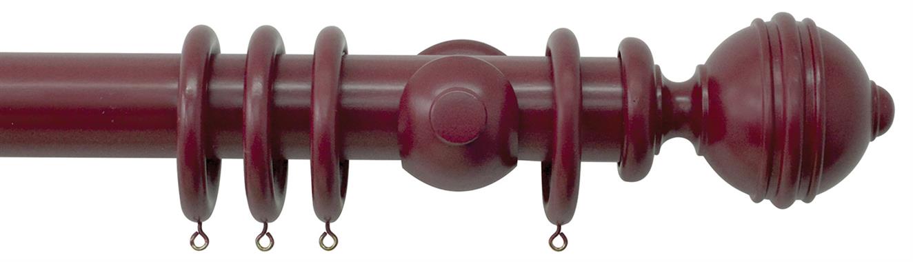 Jones Estate 50mm Handcrafted Wood Pole Claret, Ribbed Ball