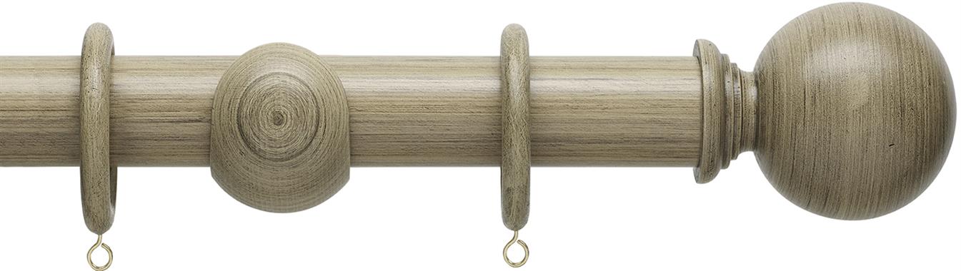 Hallis Origins 45mm Wood Pole, Quarry Stone, Ball Finial