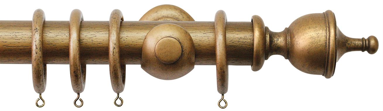 Jones Hardwick 40mm Handcrafted Wood Pole Antique Gold, Urn
