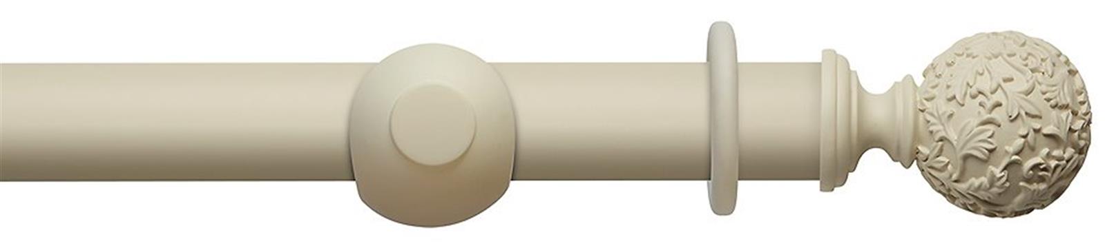 Modern Country 45mm, 55mm Pole, Brushed Cream, Floral Ball Finial