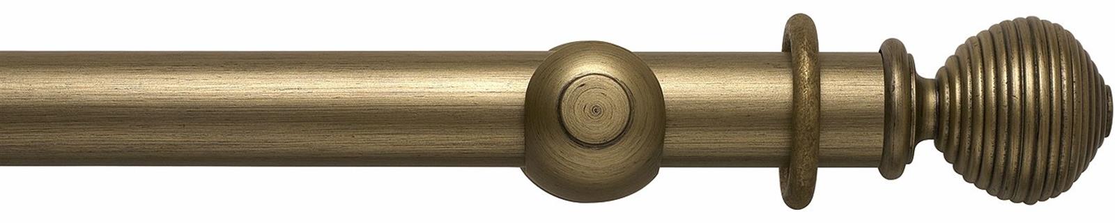 Modern Country 45mm, 55mm Pole, Gold Black, Ribbed Ball Finial