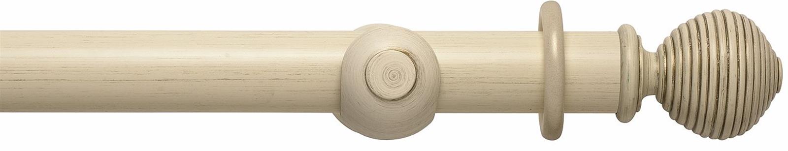 Modern Country 45mm, 55mm Pole, Brushed Cream, Ribbed Ball Finial