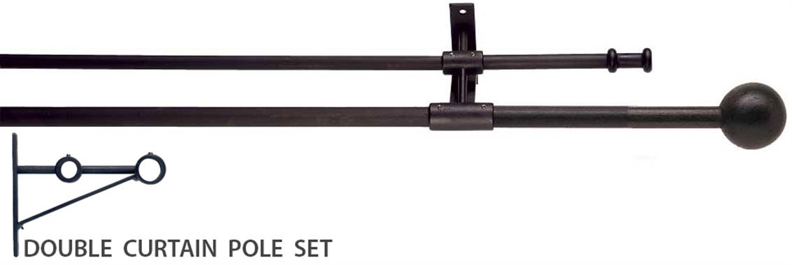 Artisan Wrought Iron Double Curtain Pole 12-16mm Cannon