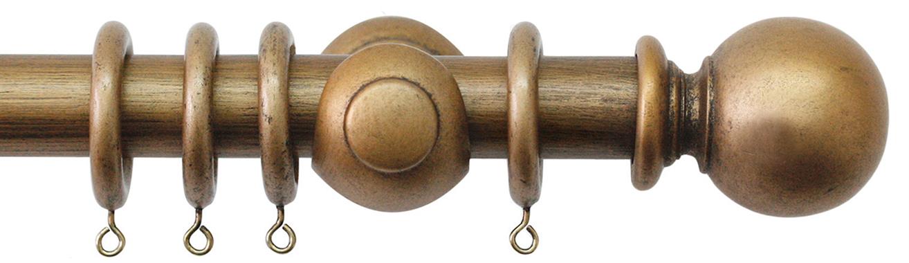 Jones Cathedral 30mm Handcrafted Pole Antique Gold, Plain Ball