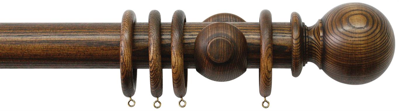 Jones Oakham 50mm Handcrafted Wood Pole Medium Oak, Ball