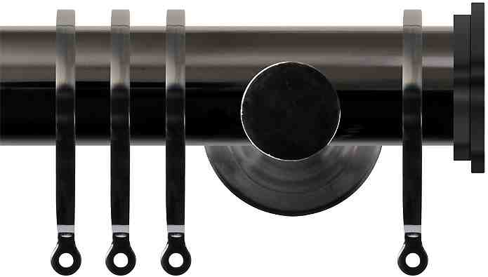Renaissance Contemporary 35mm Metal Curtain Pole Black Nickel, Fynn Endcap