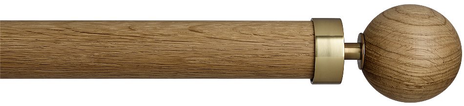 Byron Halo Wood 35mm 45mm 55mm Pole, English Oak, Brass Globus