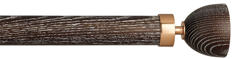 Byron Halo Wood 35mm 45mm 55mm Pole, Smoked Oak, Copper Luna