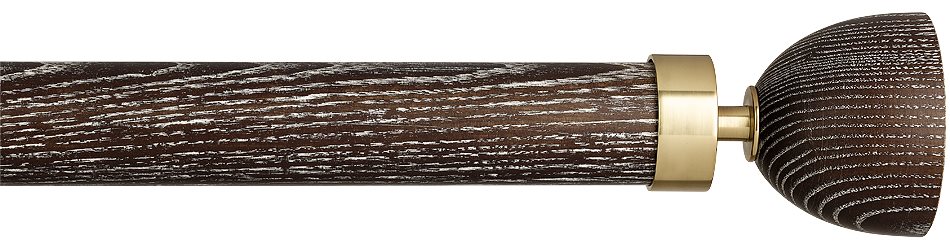 Byron Halo Wood 35mm 45mm 55mm Pole, Smoked Oak, Brass Luna