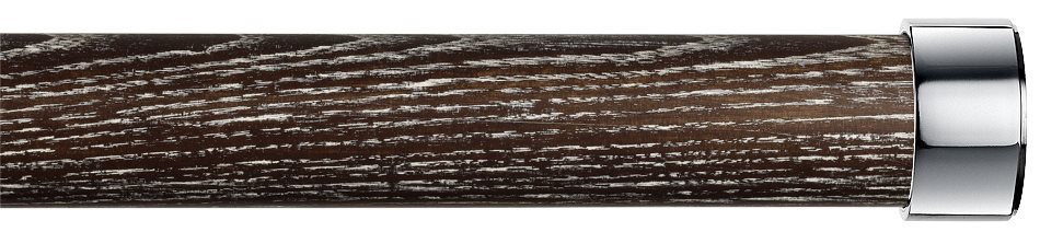 Byron Halo Wood 35mm 45mm 55mm Pole, Smoked Oak, Chrome Endcap