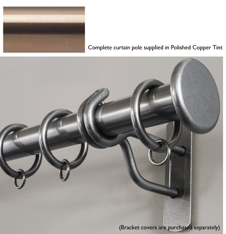 Bradley 19mm Steel Curtain Pole Polished Copper Tint, Medium Stud 